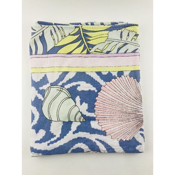 Vintage Pastel Beach Towel Ocean Seashells Made Brazil Coastal Images Cotton Art - Picture 1 of 11